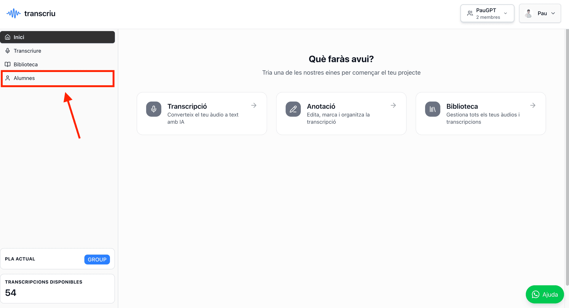 Illustration for 1. Accedeix a la secció d'Alumnes