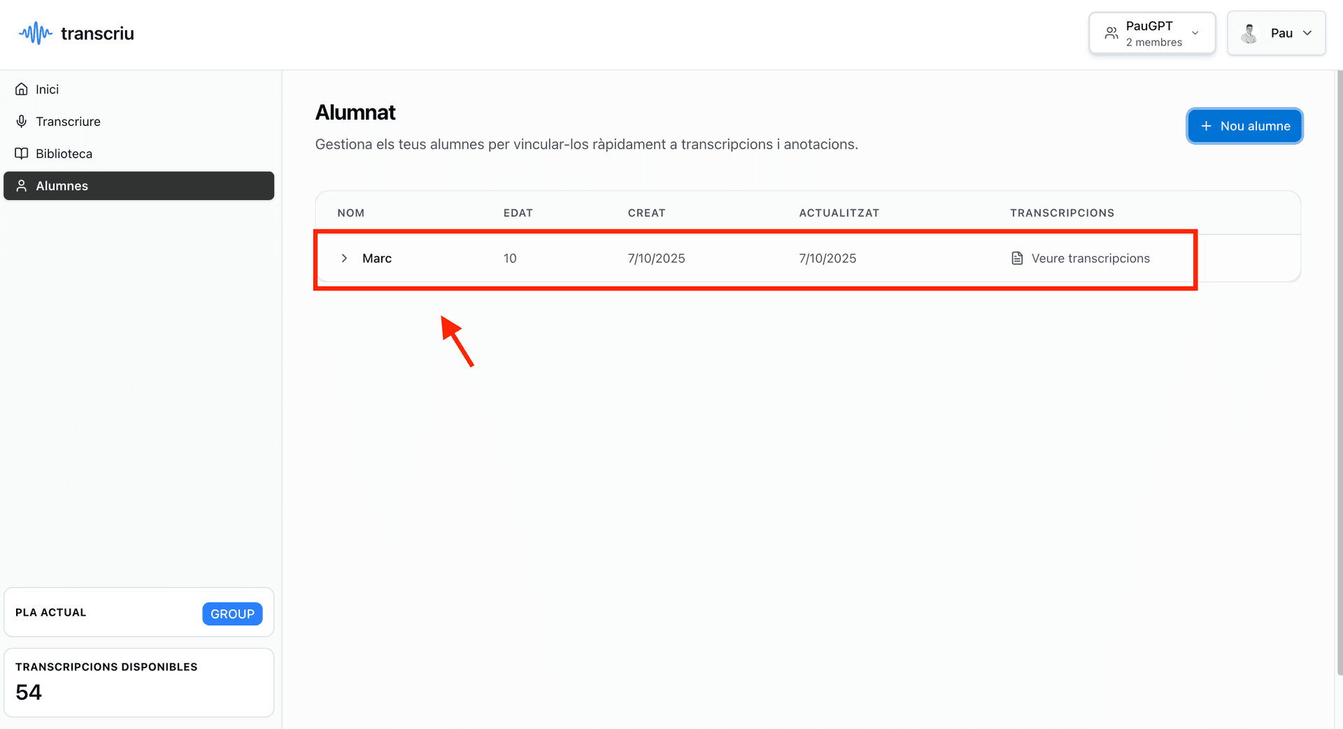 Illustration for 4. Confirma la creació de l'alumne
